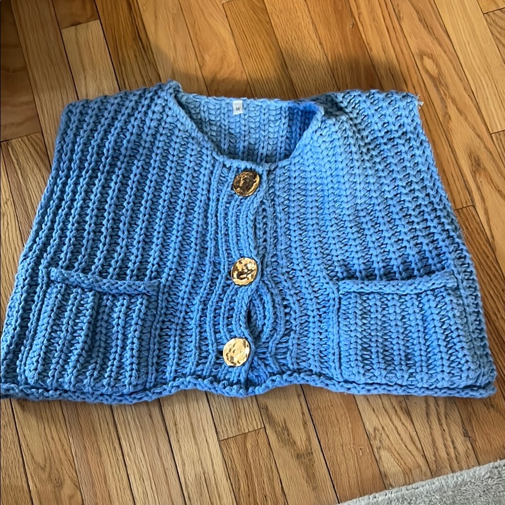 Amazon Blue Cardigan‎ with Gold Accents